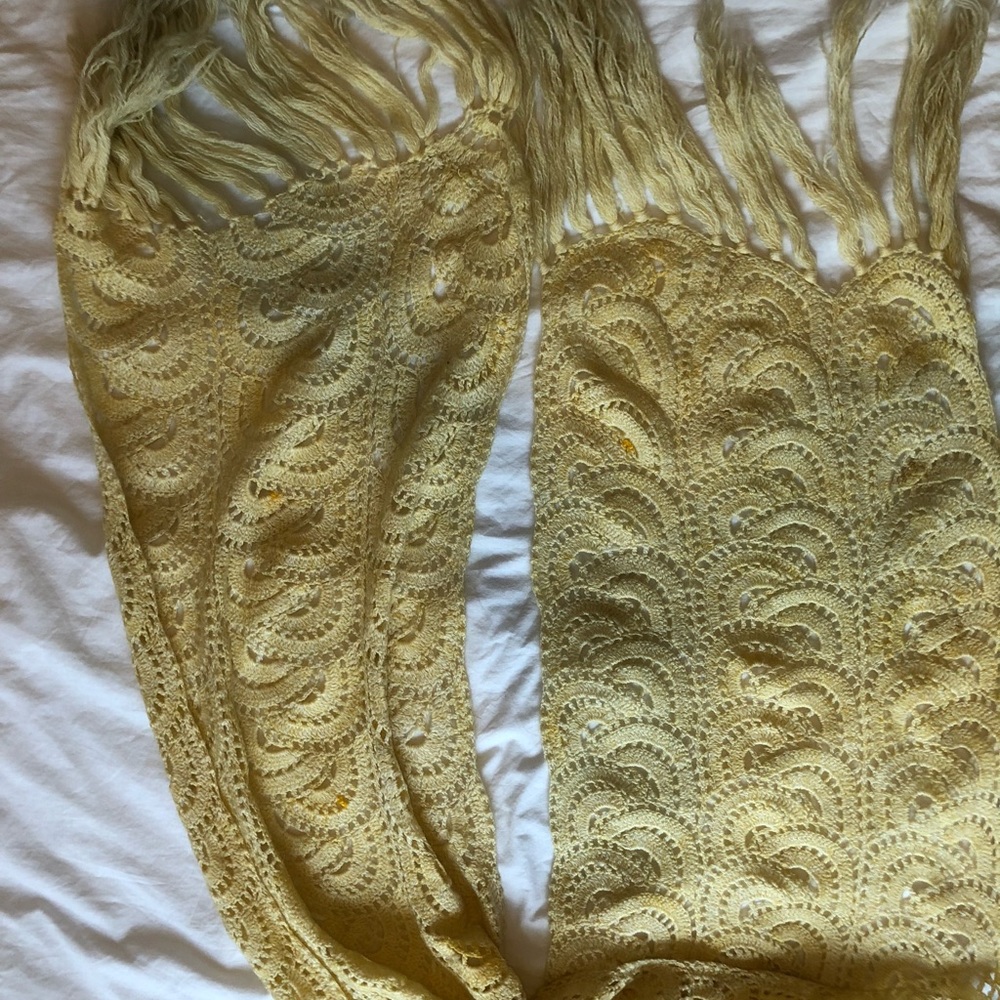 shawl scarf handmade crochet creamy white